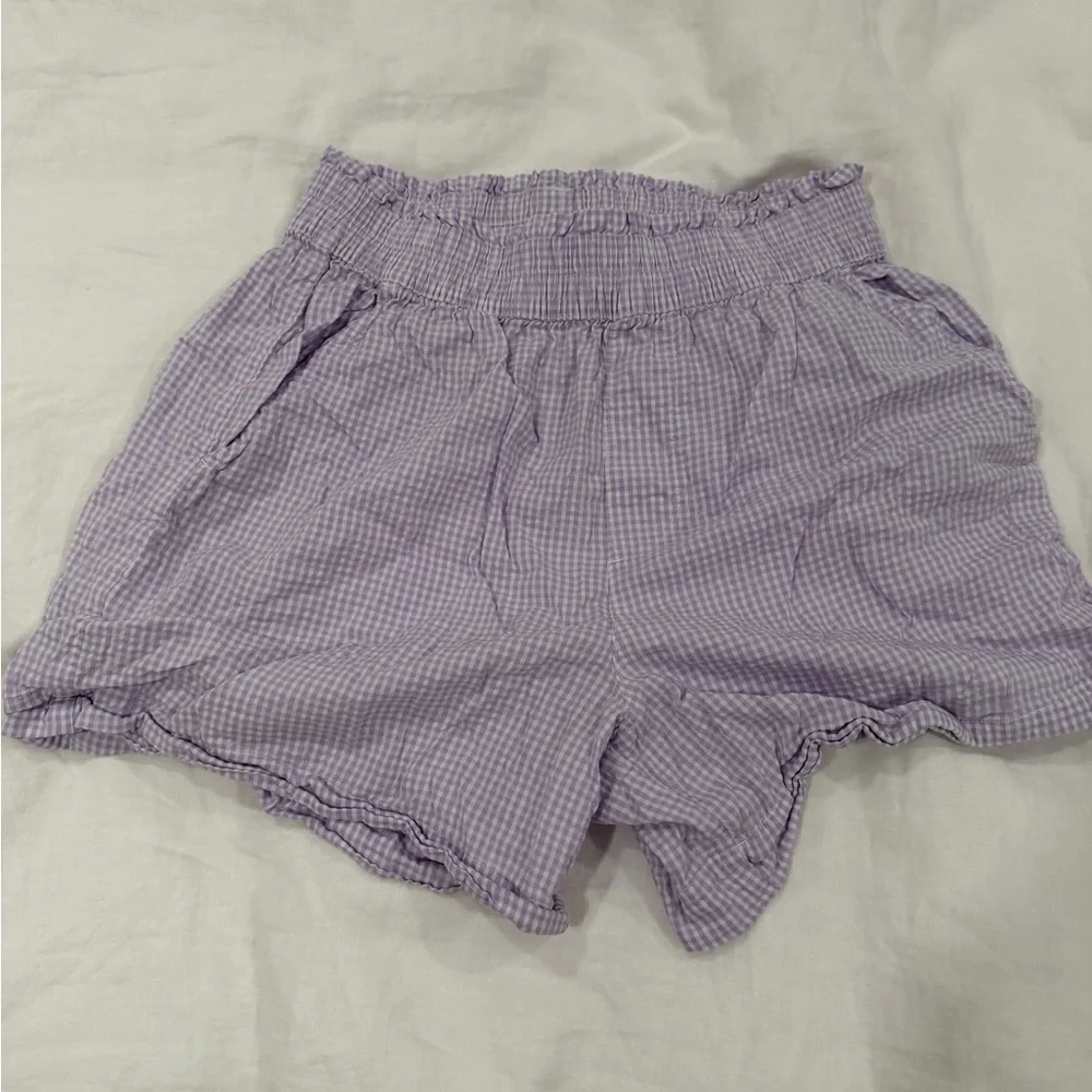 Aerie Purple Gingham Women's Shorts - Picture 1 of 2